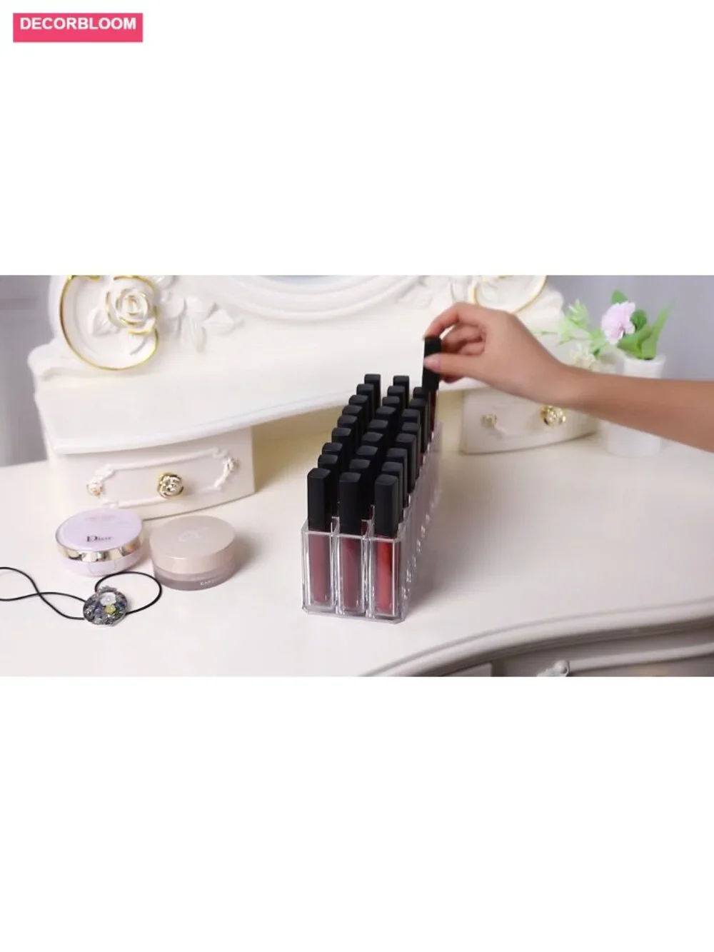 27 Slot Acrylic Makeup Organizer Vanity Drawer Storage Clear Lipstick Holder